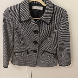 Tahari ASL Black & White Textured Blazer Jacket Size 2P